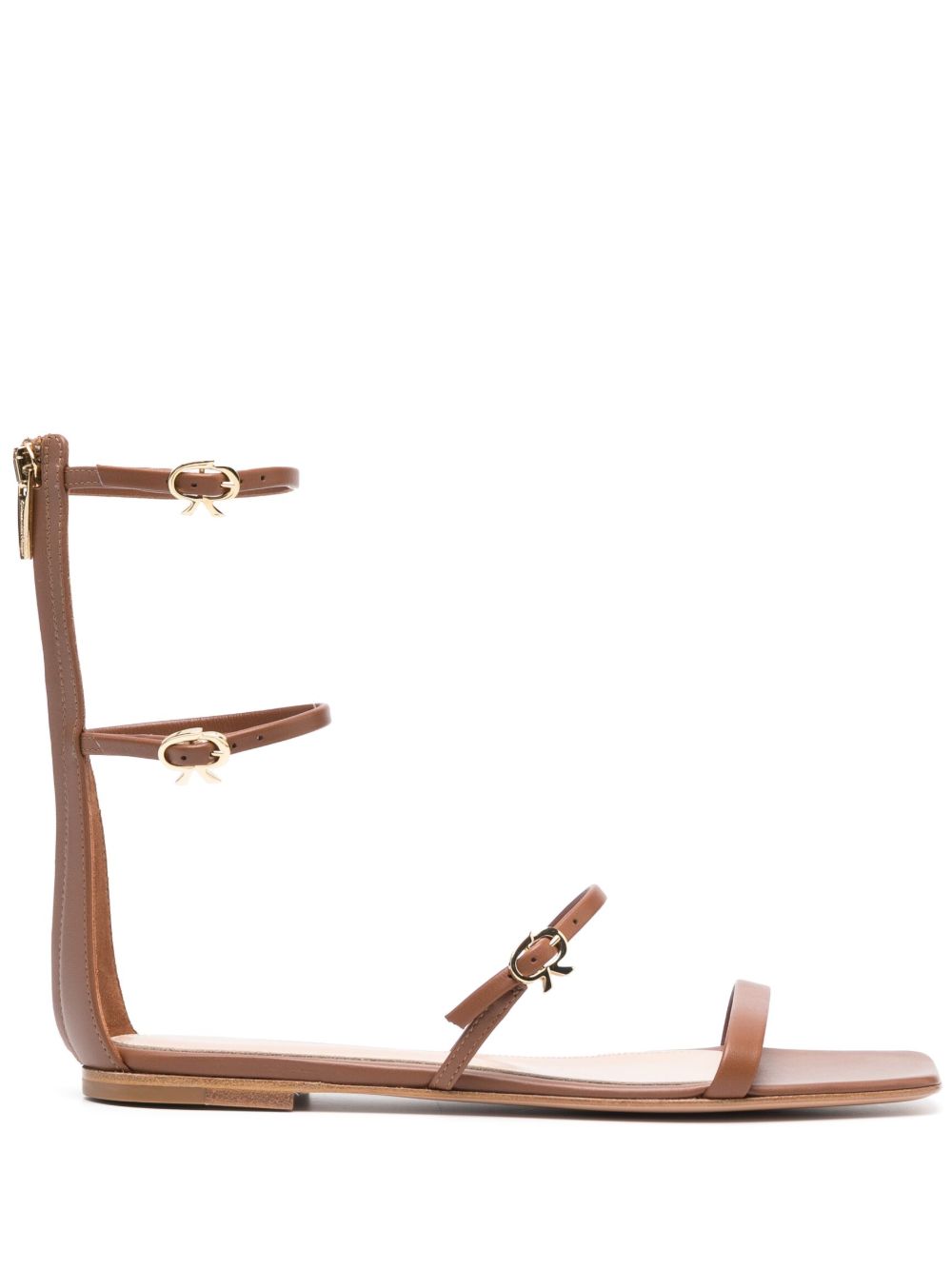 Gianvito Rossi Downtown 平底皮质凉鞋 - 褐色