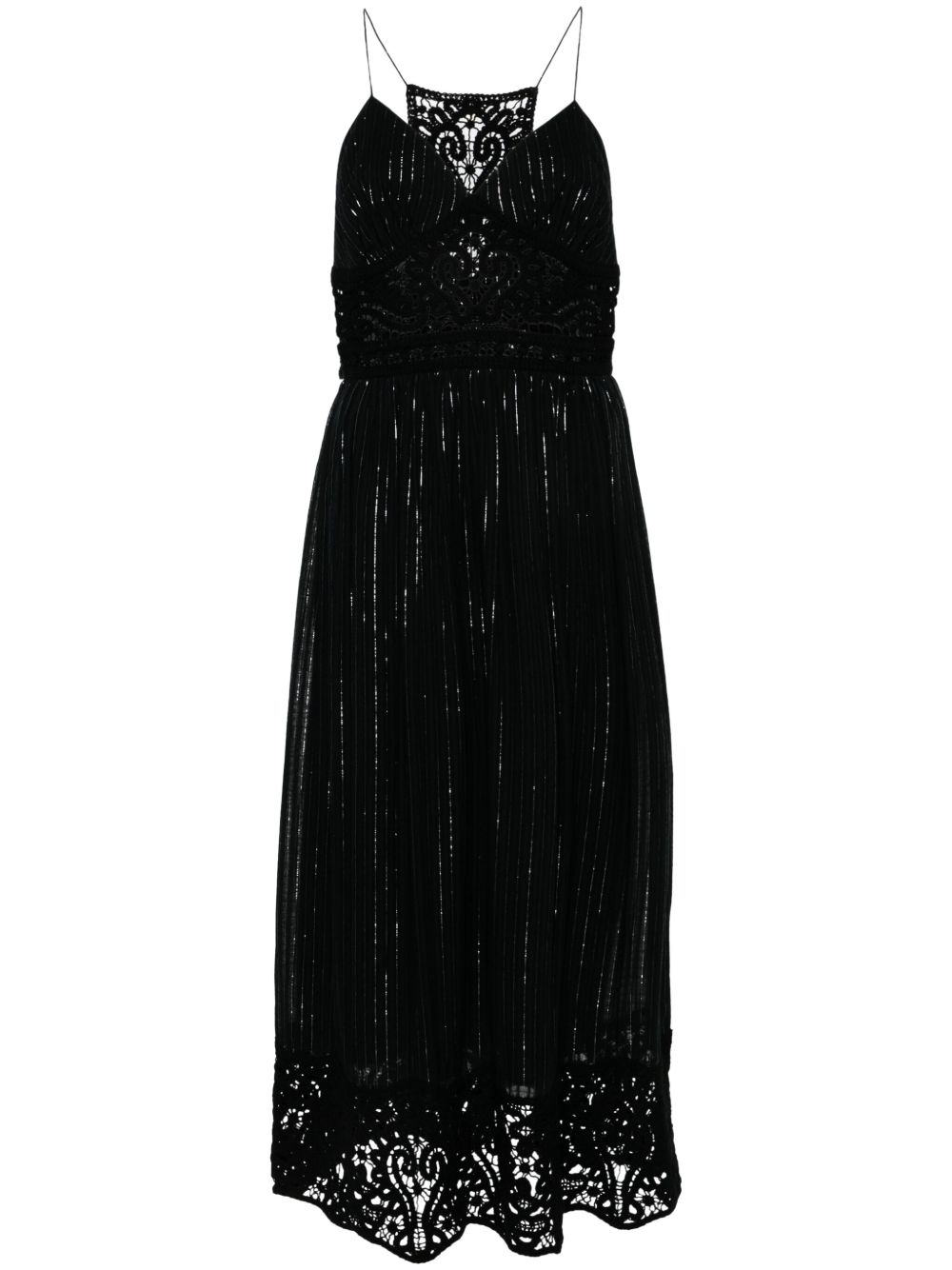 TWINSET 钩编针织细节连衣裙 - 黑色
