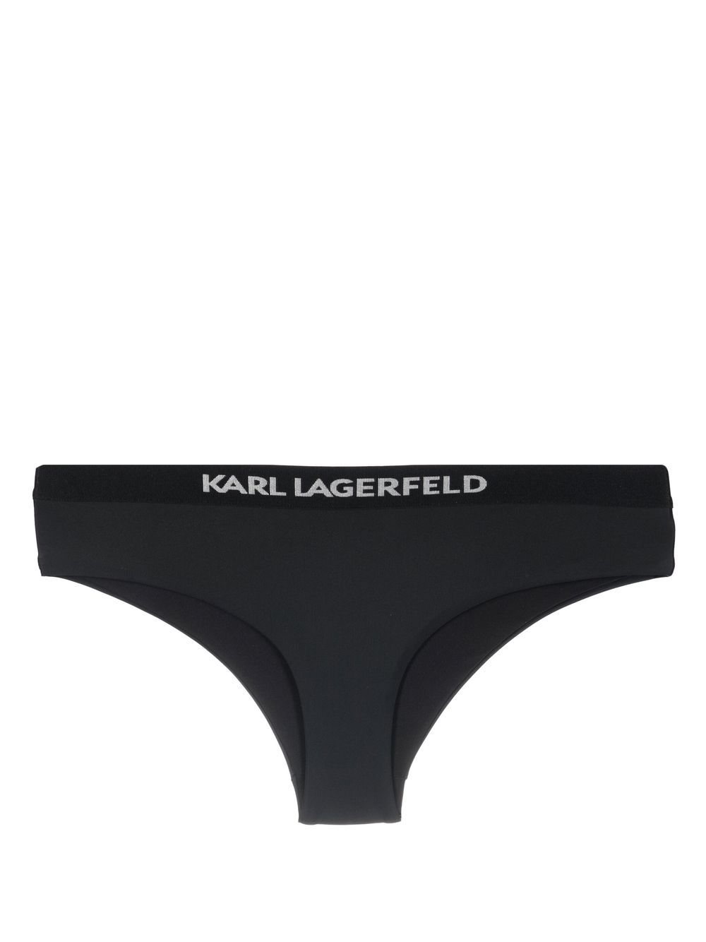 Karl Lagerfeld logo印花低腰比基尼三角裤 - 黑色
