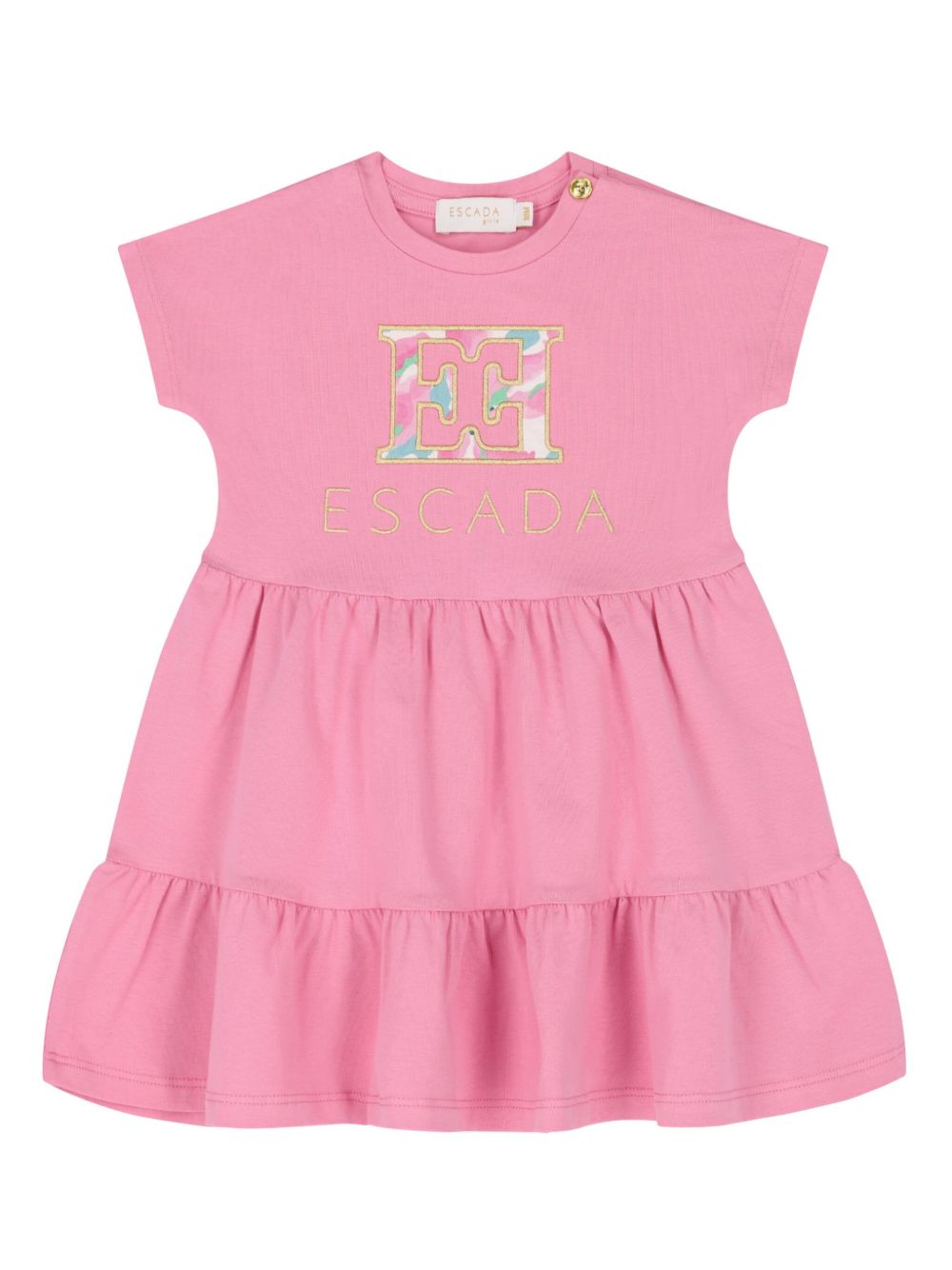 Escada Kids logo叠层连衣裙 - 粉色