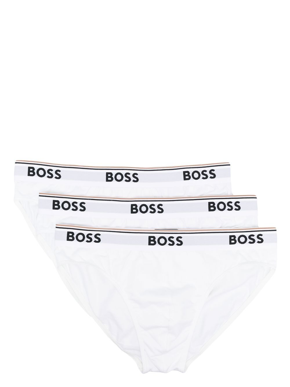 BOSS logo裤腰三角内裤（三件装） - 白色