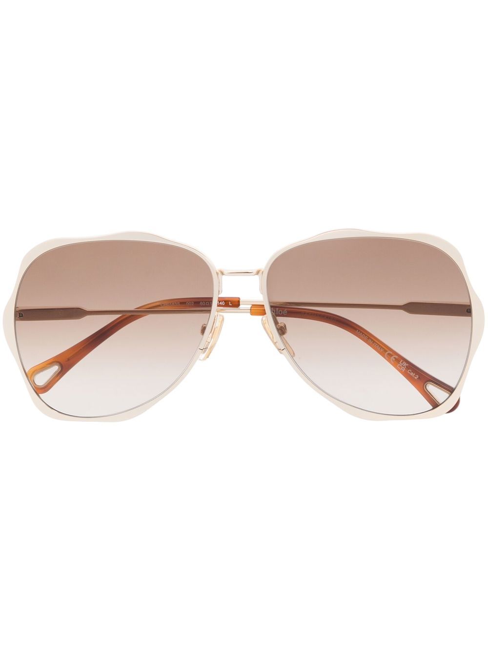 Chloé Eyewear 超大框有色镜片太阳眼镜 - 金色