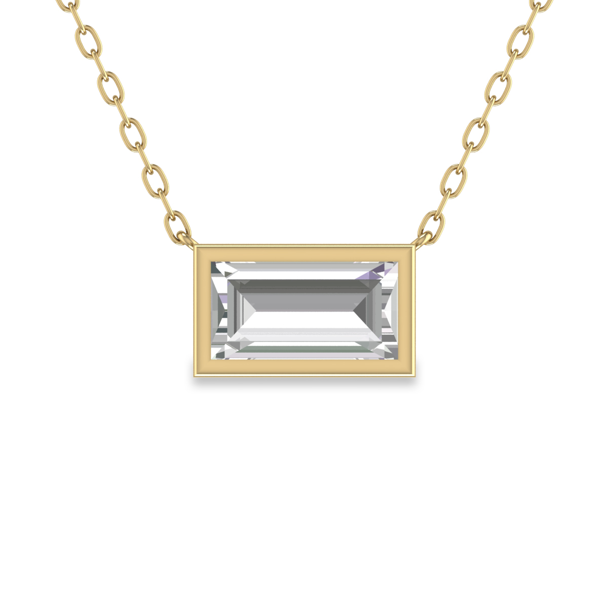 Lab Grown 1/2 Carat Baguette Bezel Set Diamond Solitaire Pendant in 14K Yellow Gold