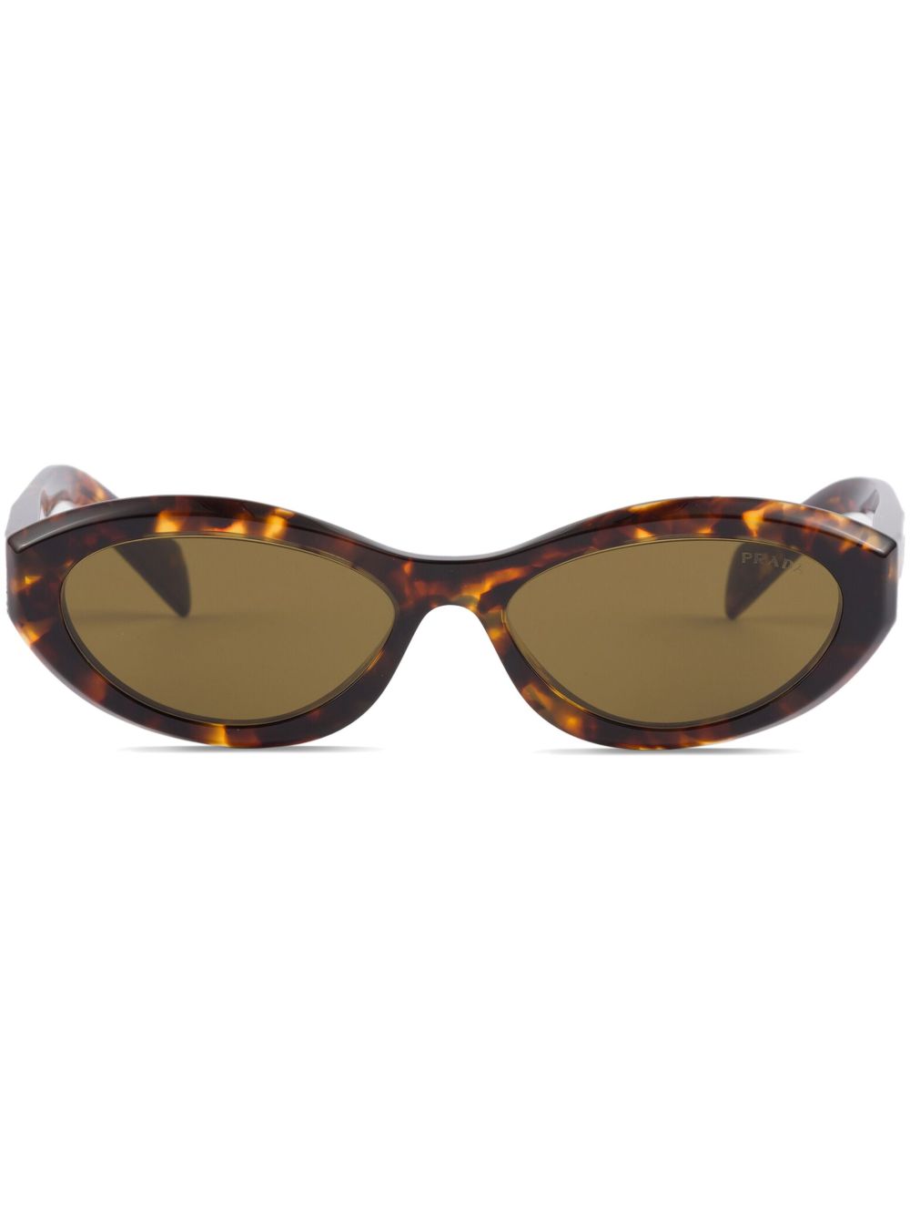 Prada Eyewear Symbole 椭圆形镜框太阳眼镜 - 褐色
