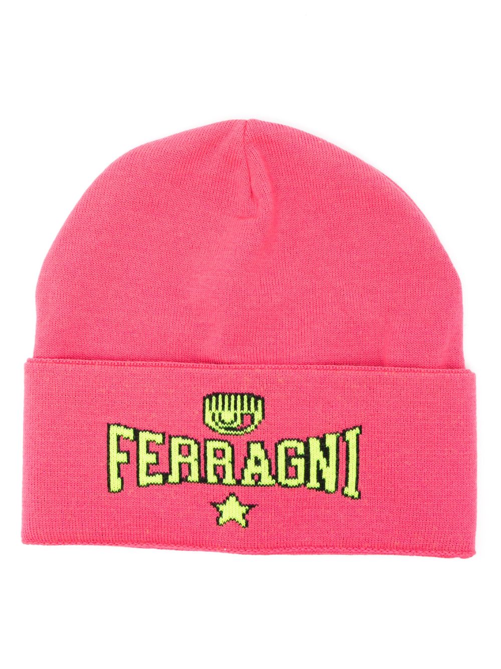 Chiara Ferragni logo嵌花针织套头帽 - 粉色