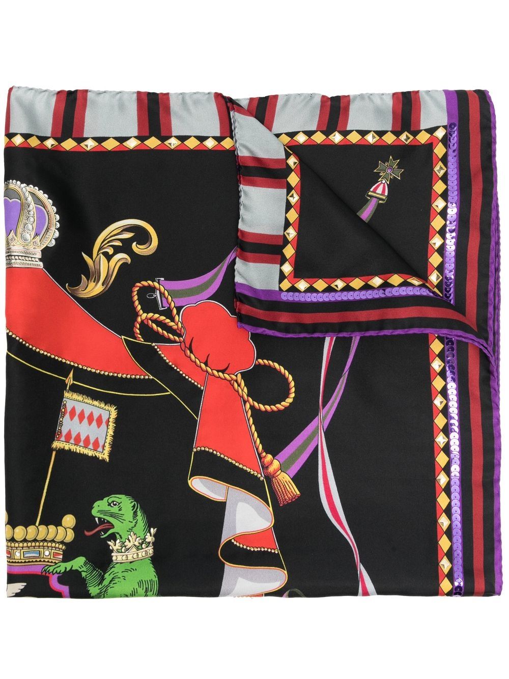ETRO logo刺绣粗针织围巾 - 黑色