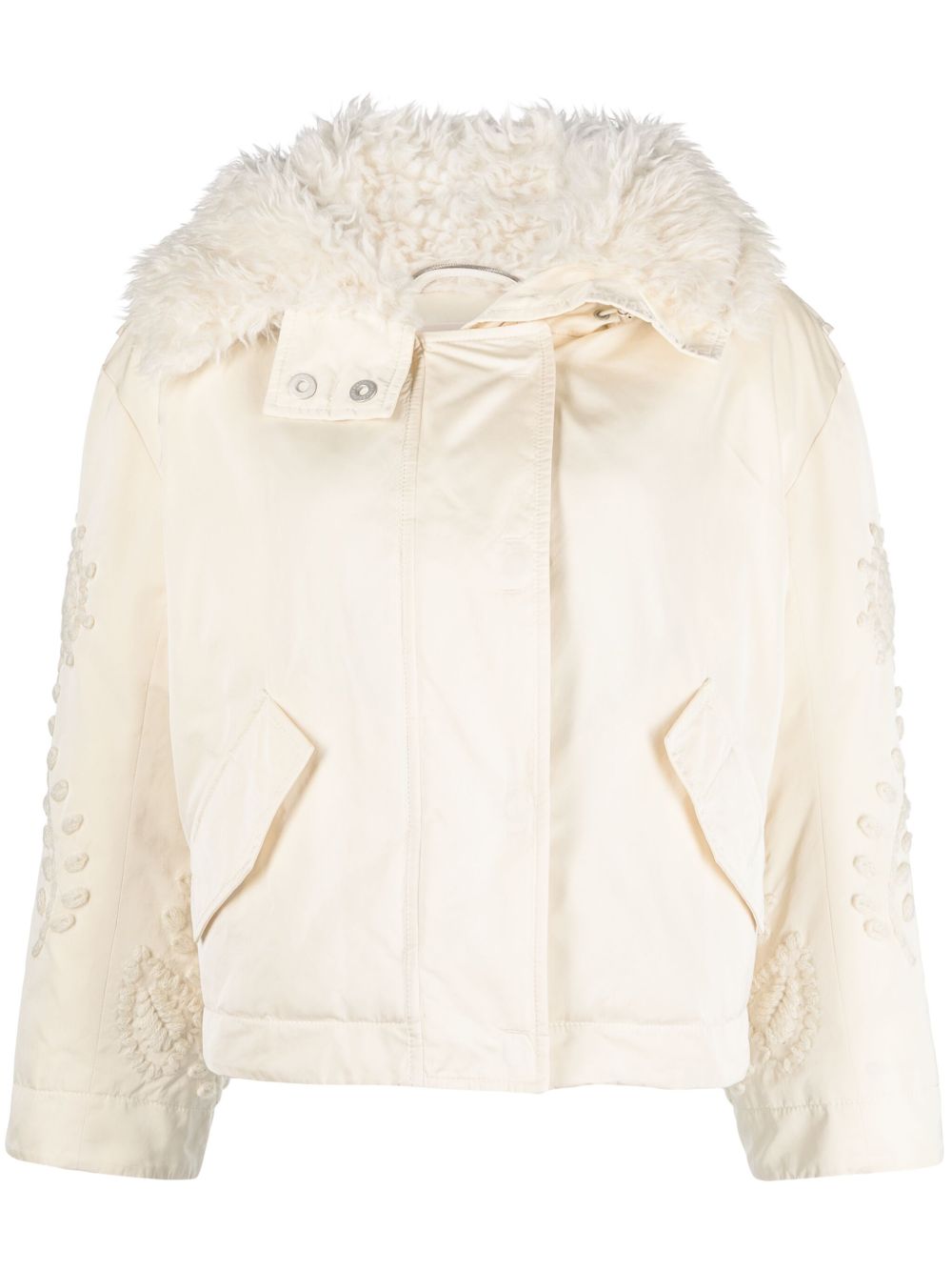 Ermanno Scervino 手工刺绣连帽羽绒夹克 - 白色
