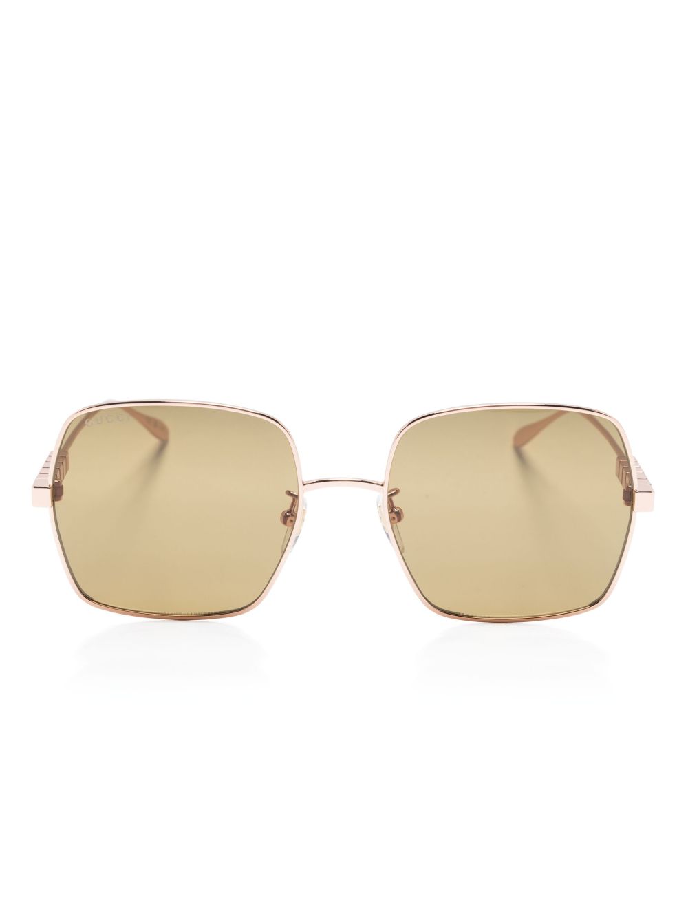 Gucci Eyewear 文字细节方框太阳眼镜 - 金色