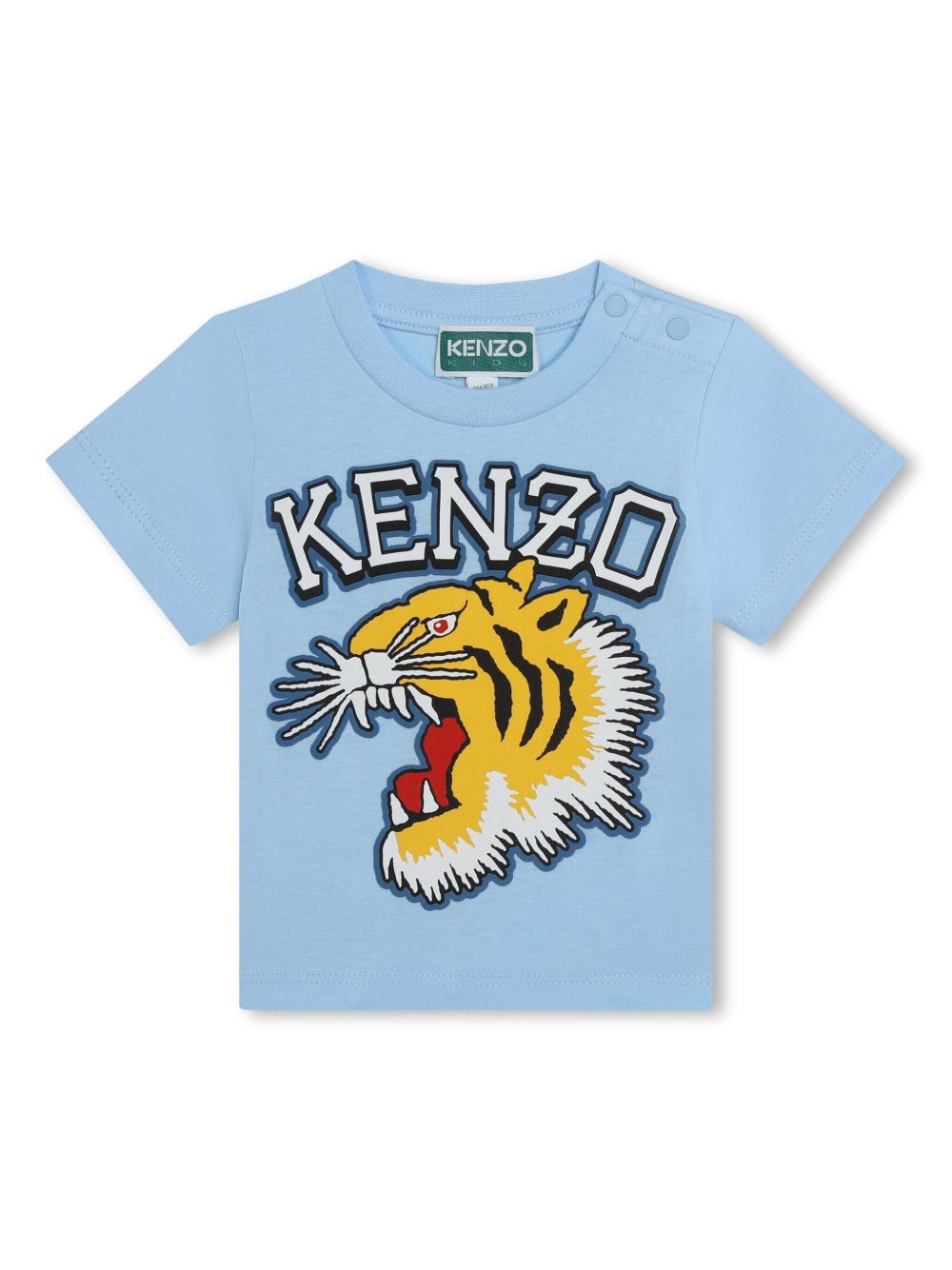 Kenzo Kids 老虎印花棉T恤 - 蓝色