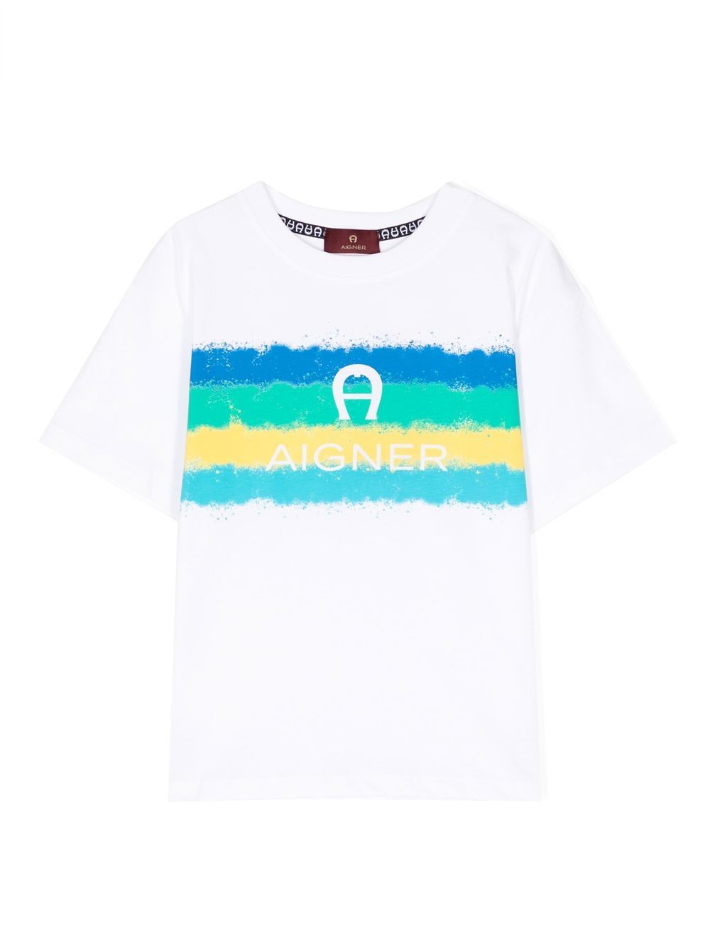 Aigner Kids logo印花棉T恤 - 白色