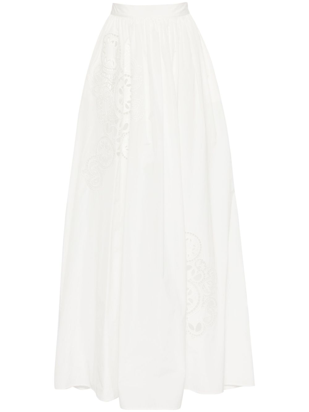 Elie Saab 塔夫绸刺绣超长半身裙 - 白色