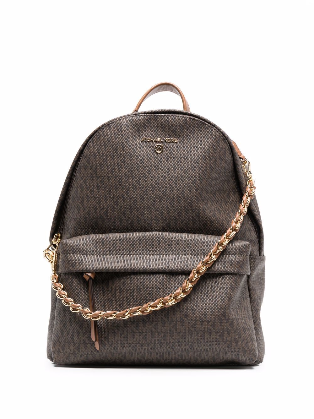 Michael Kors Slater 经典印花双肩包 - 褐色