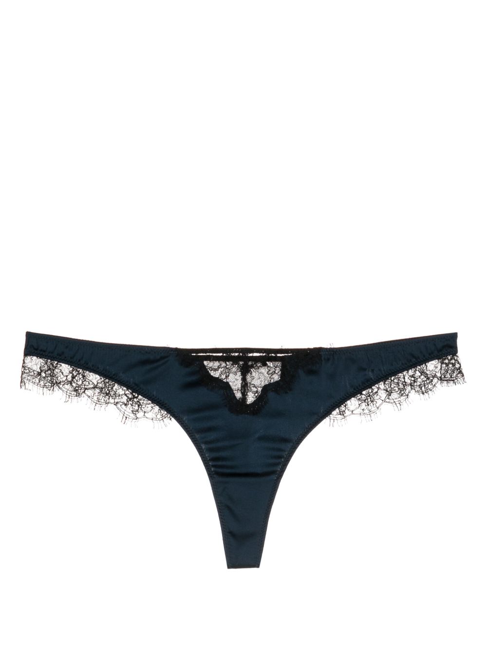 Kiki de Montparnasse Lace Inset 真丝丁字裤 - 蓝色
