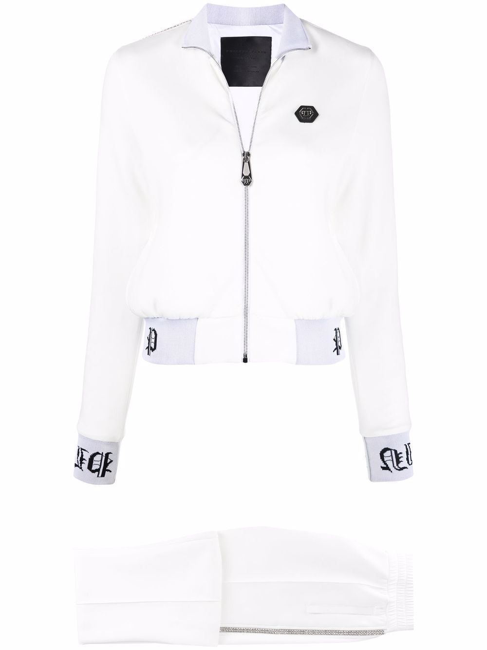 Philipp Plein 哥特风logo运动夹克 - 白色
