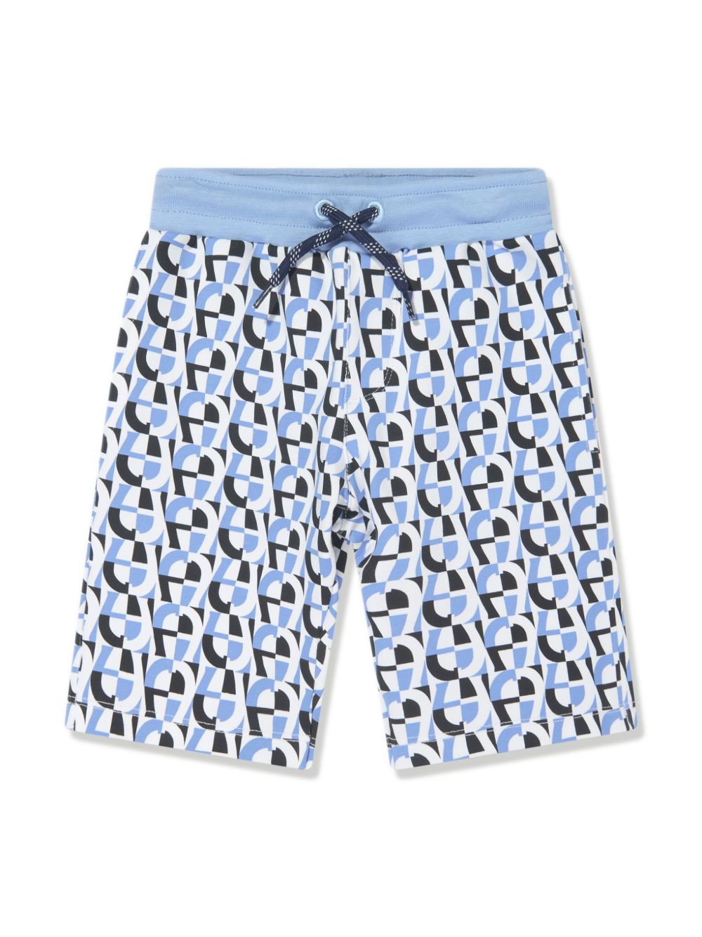 Aigner Kids 经典logo图案棉运动短裤 - 蓝色
