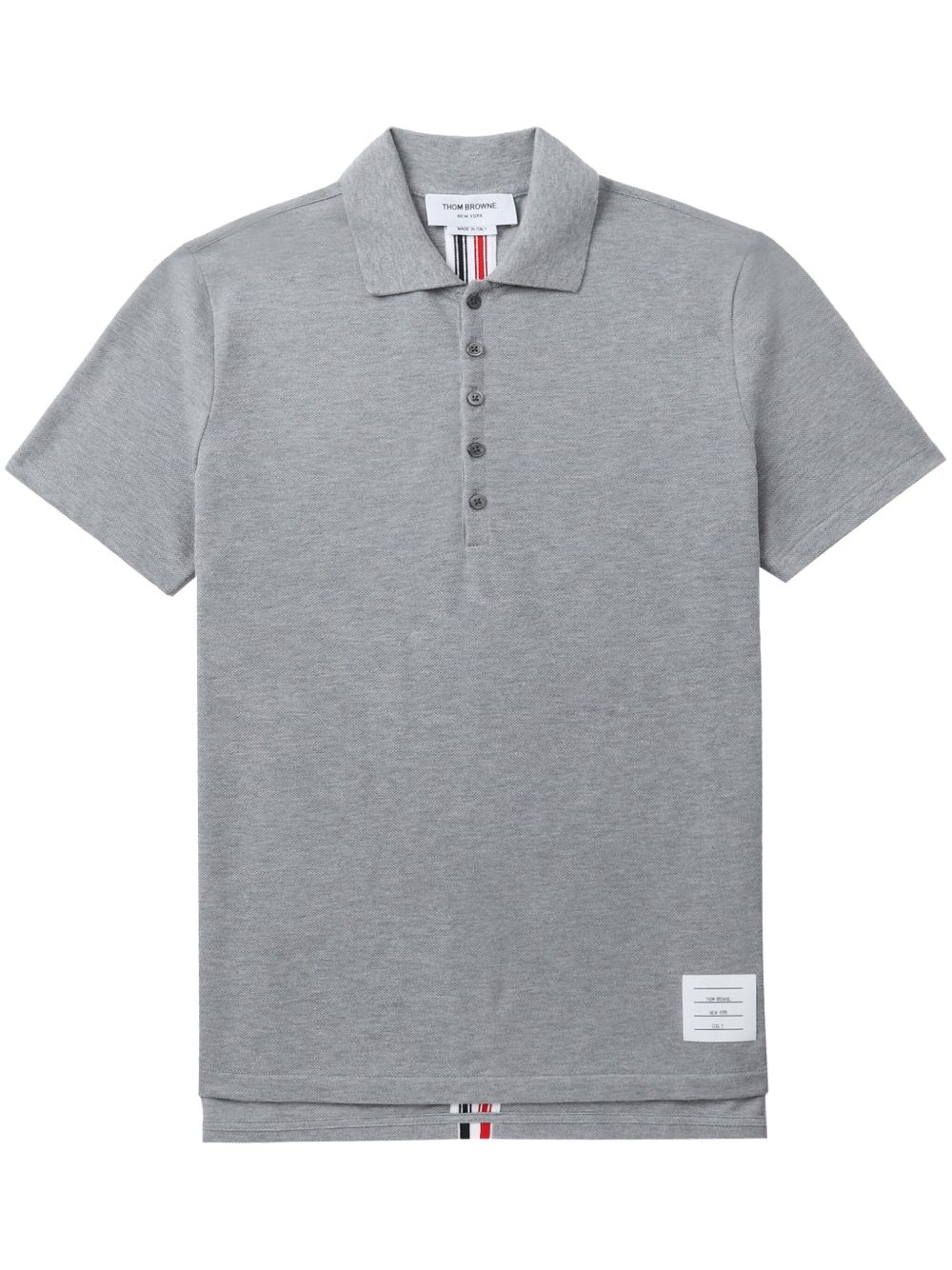 Thom Browne 后背中央条纹饰珠地 POLO衫 - 灰色