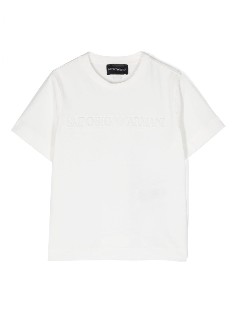 Emporio Armani Kids logo压纹棉T恤 - 白色