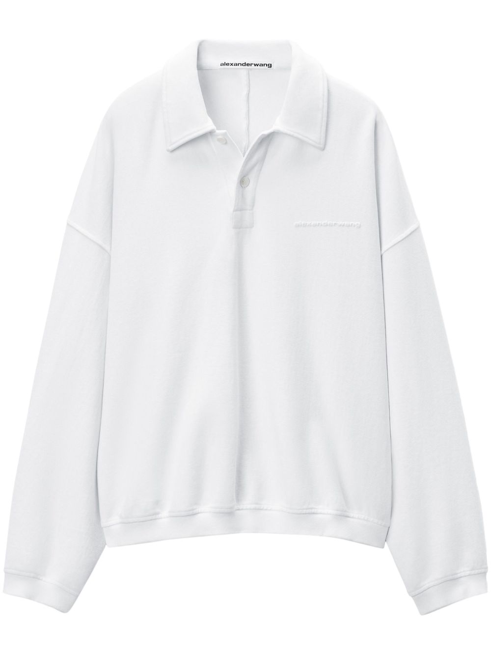 Alexander Wang logo压纹棉polo衫 - 白色