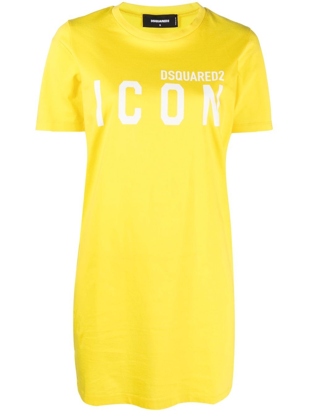 DSQUARED2 logo印花T恤式连衣裙 - 黄色