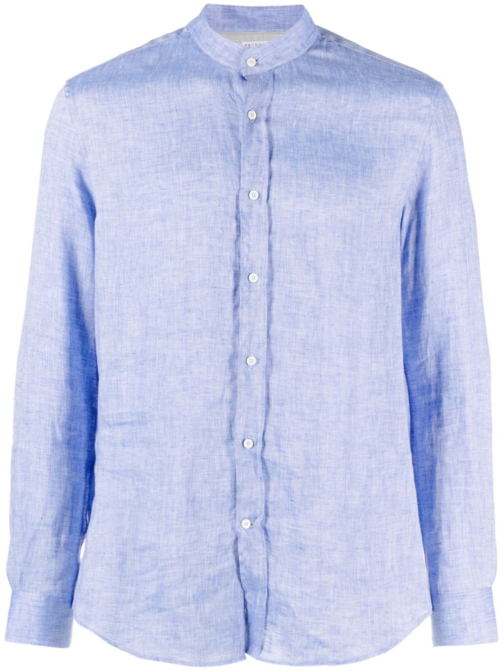 Brunello Cucinelli 长袖亚麻衬衫 - 蓝色