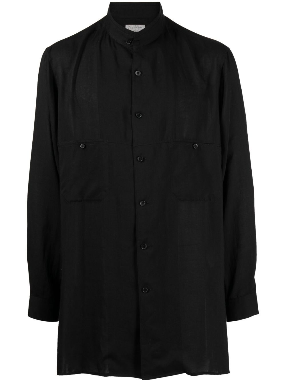 Yohji Yamamoto 直领长款衬衫 - 黑色