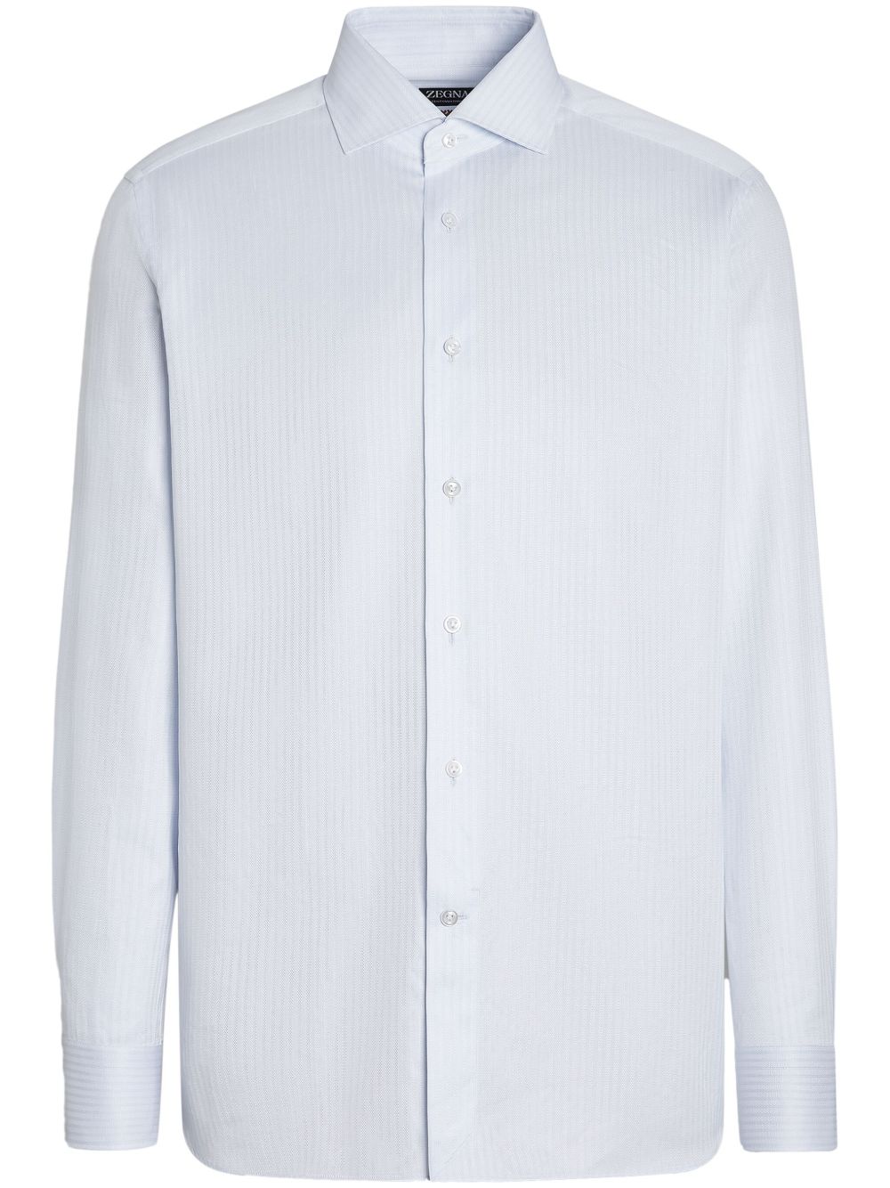 Zegna 条纹棉衬衫 - 蓝色