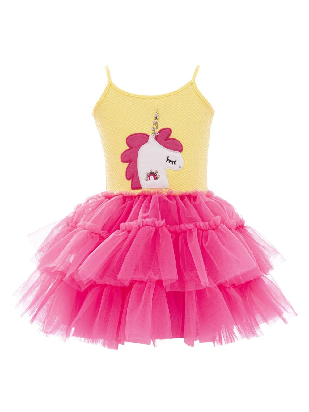 Mimi Tutu Jenny 独角兽图案薄纱连衣裙 - 粉色