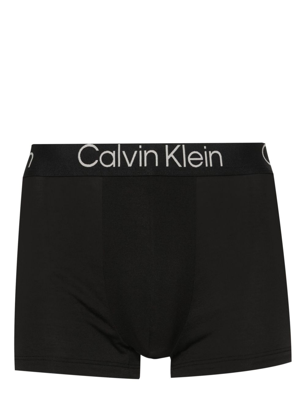Calvin Klein logo腰边四角裤（三件装） - 黑色