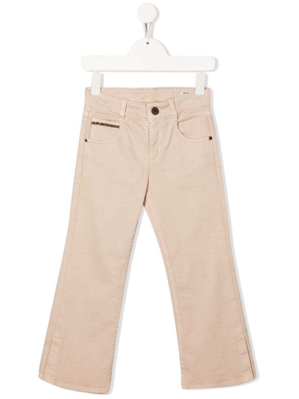 Brunello Cucinelli Kids 露踝喇叭裤 - 中性色