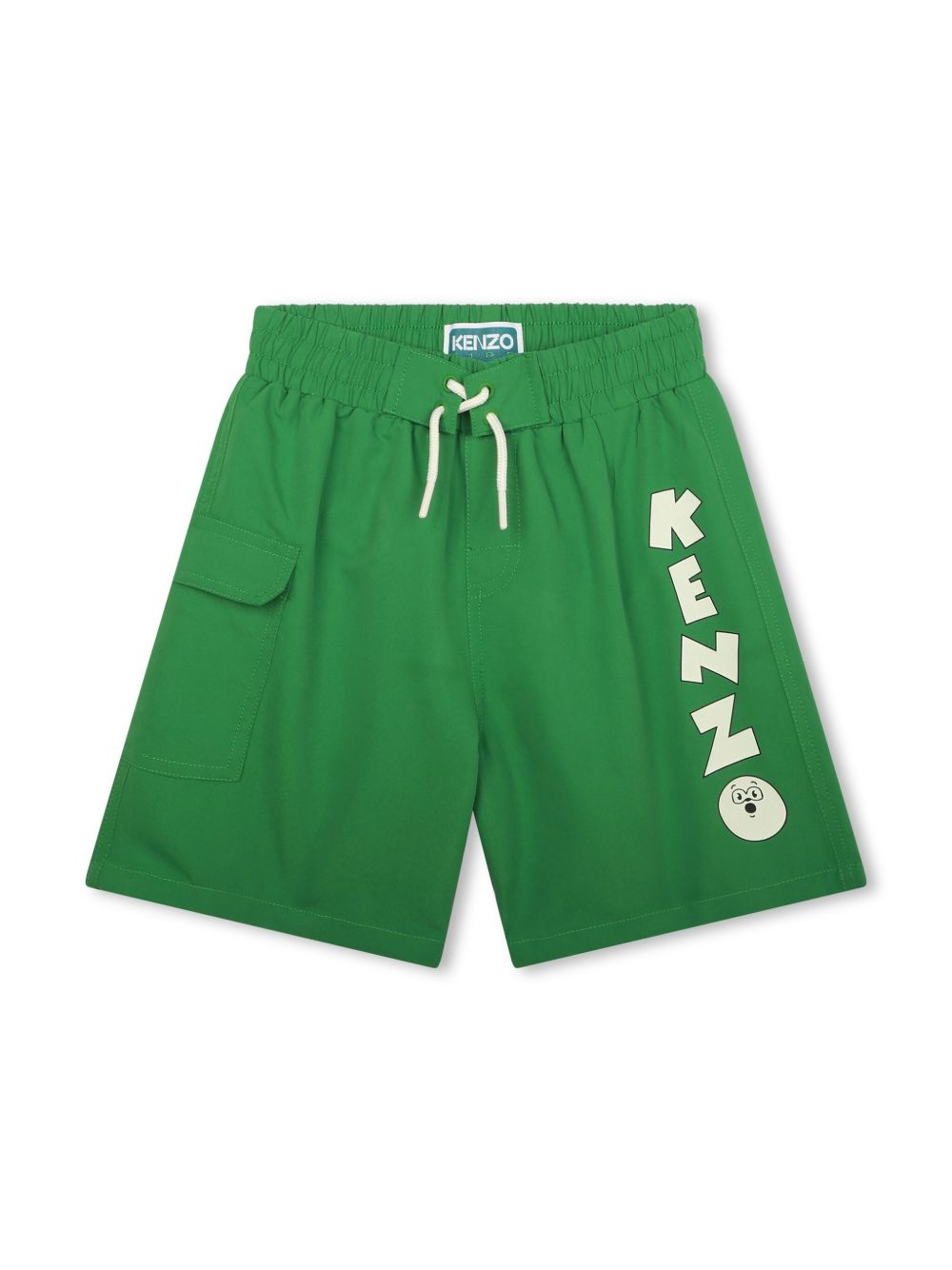 Kenzo Kids logo印花泳裤 - 绿色