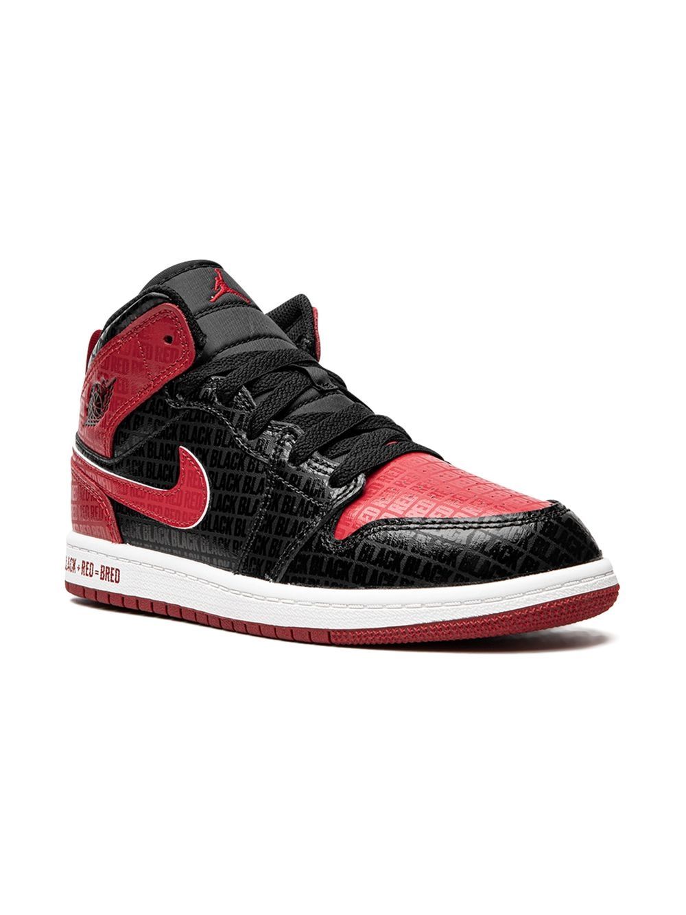Jordan Kids Air Jordan 1 Mid Bred Text 运动鞋 - 黑色