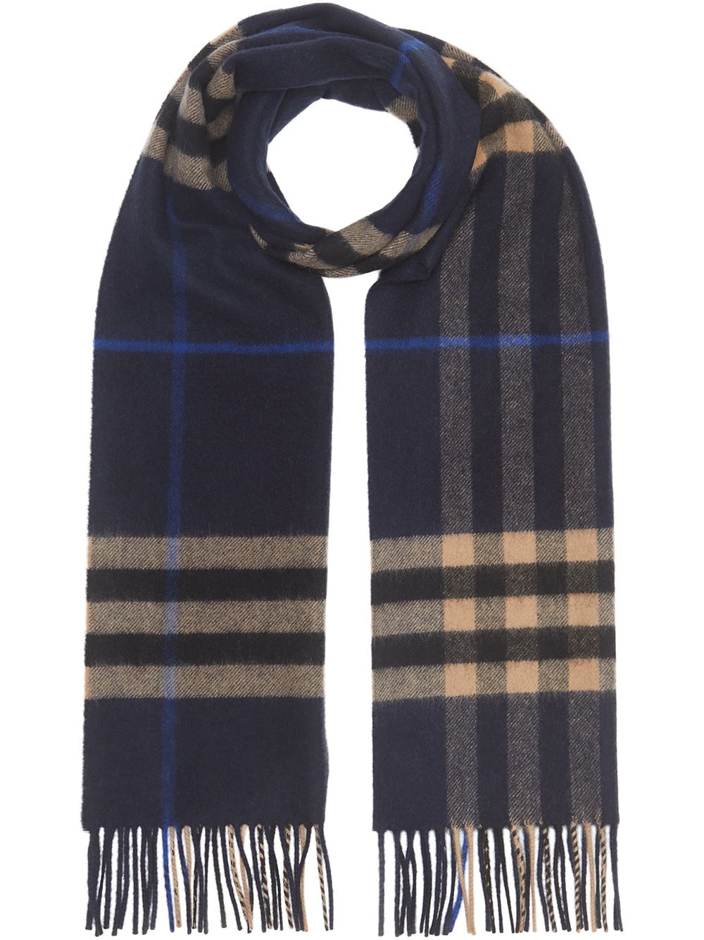 Burberry 经典格纹羊绒围巾 - 蓝色