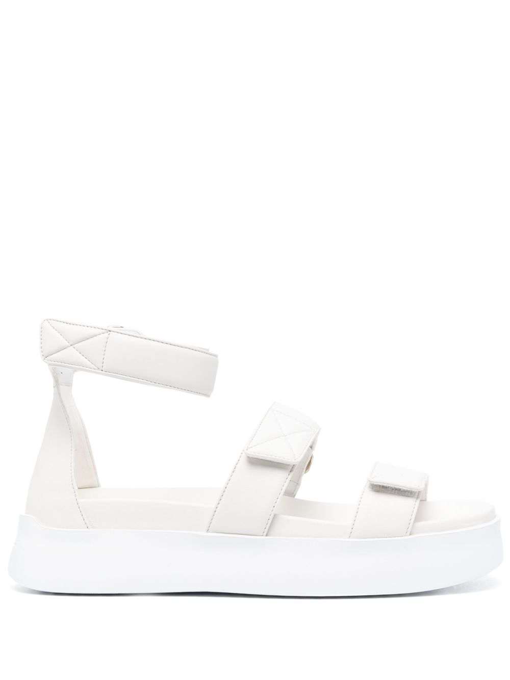 Santoni 魔术贴皮质凉鞋 - 白色