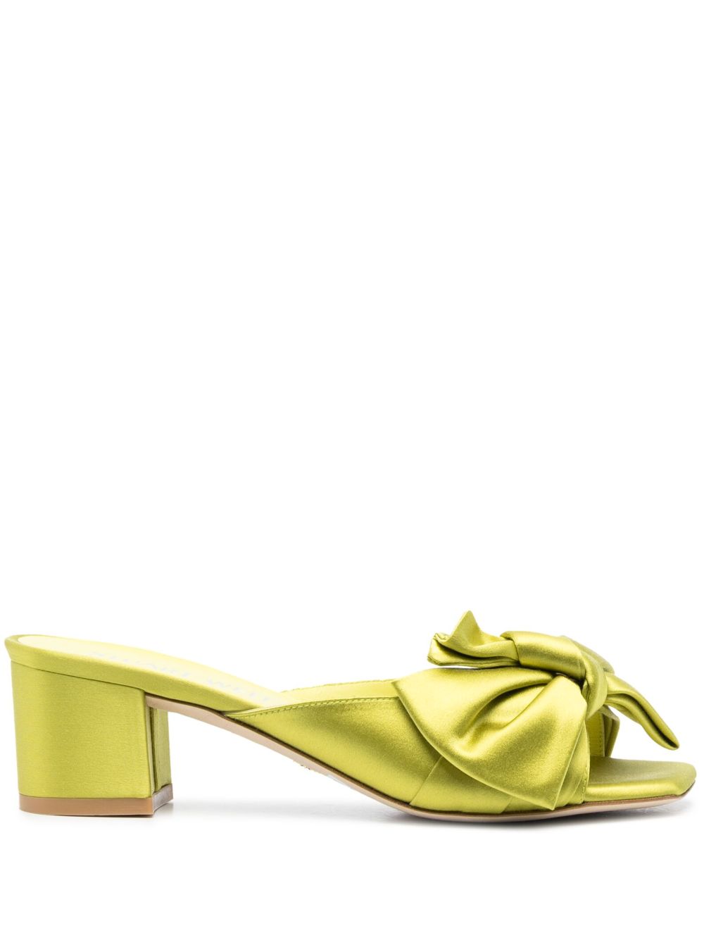 Stuart Weitzman 蝴蝶结细节皮质穆勒鞋 - 绿色