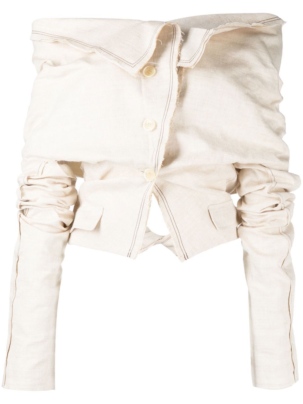 Jacquemus Camargue 缩褶罩衫 - 褐色
