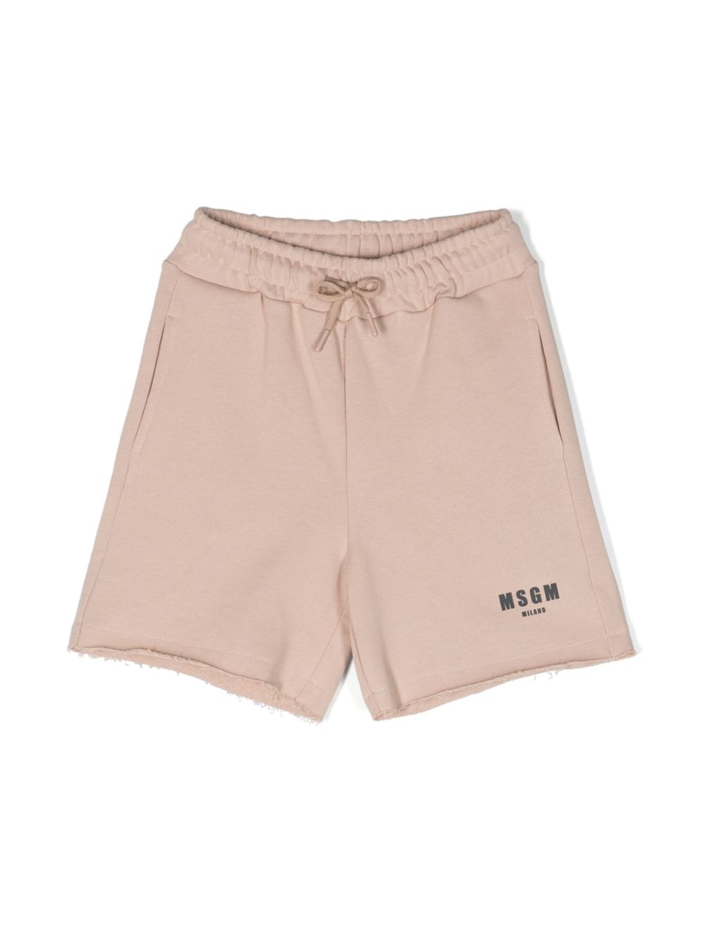 MSGM Kids 仿旧效果棉短裤 - 褐色