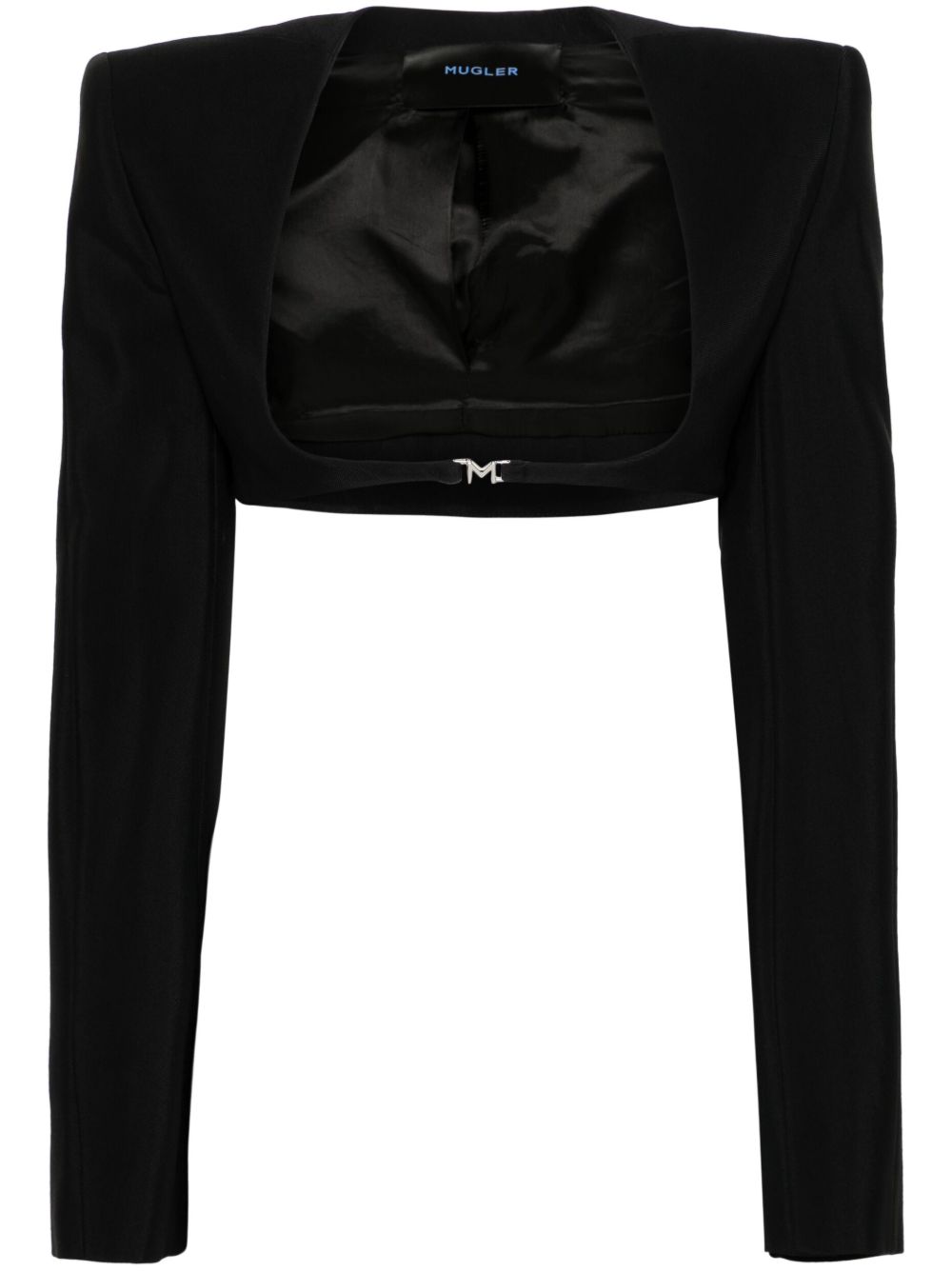 Mugler logo标牌短款夹克 - 黑色