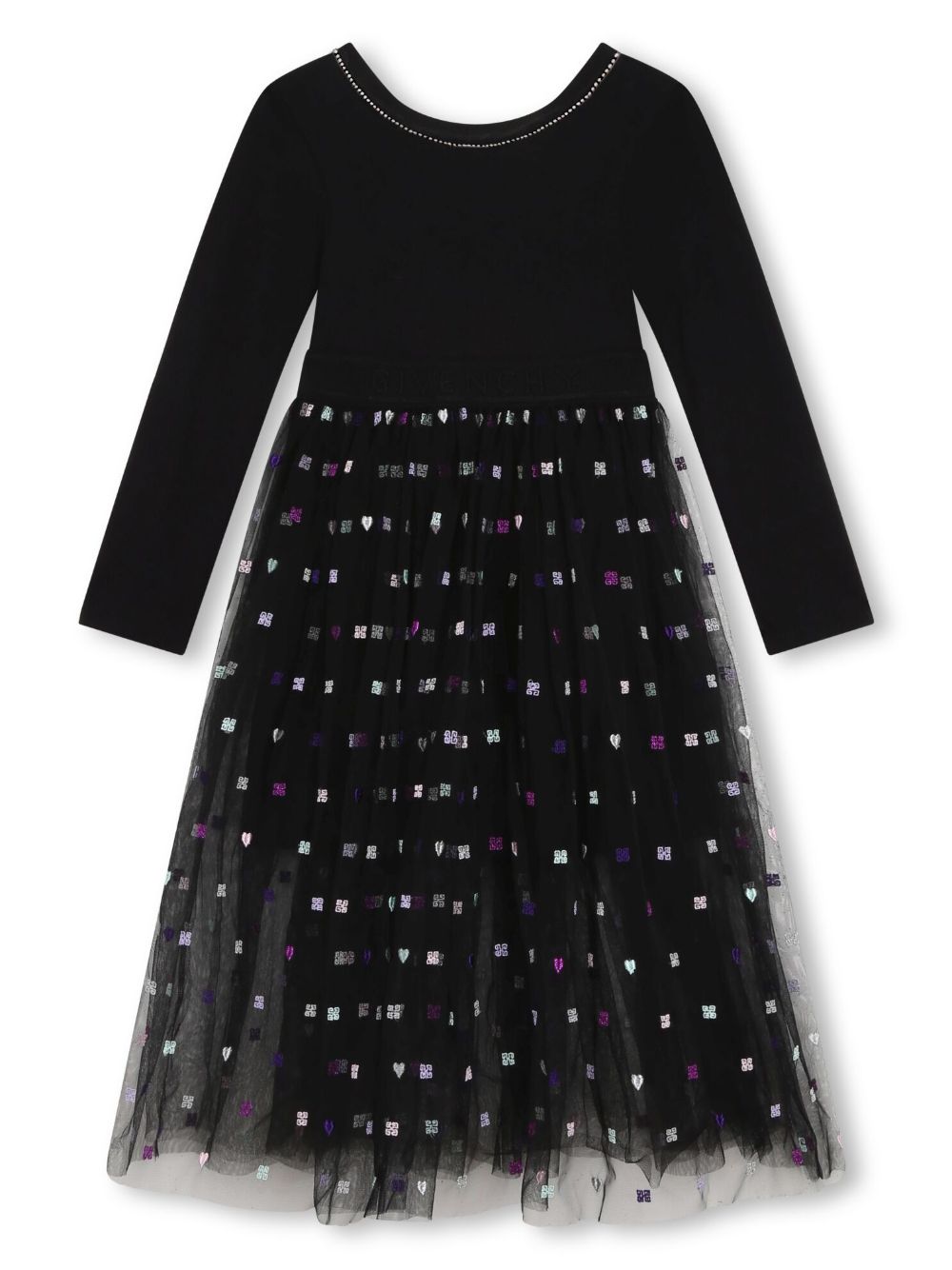 Givenchy Kids 4G 图案长袖连衣裙 - 黑色