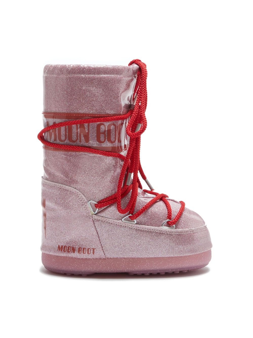 Moon Boot Kids Icon Junior 亮片金葱雪靴 - 粉色