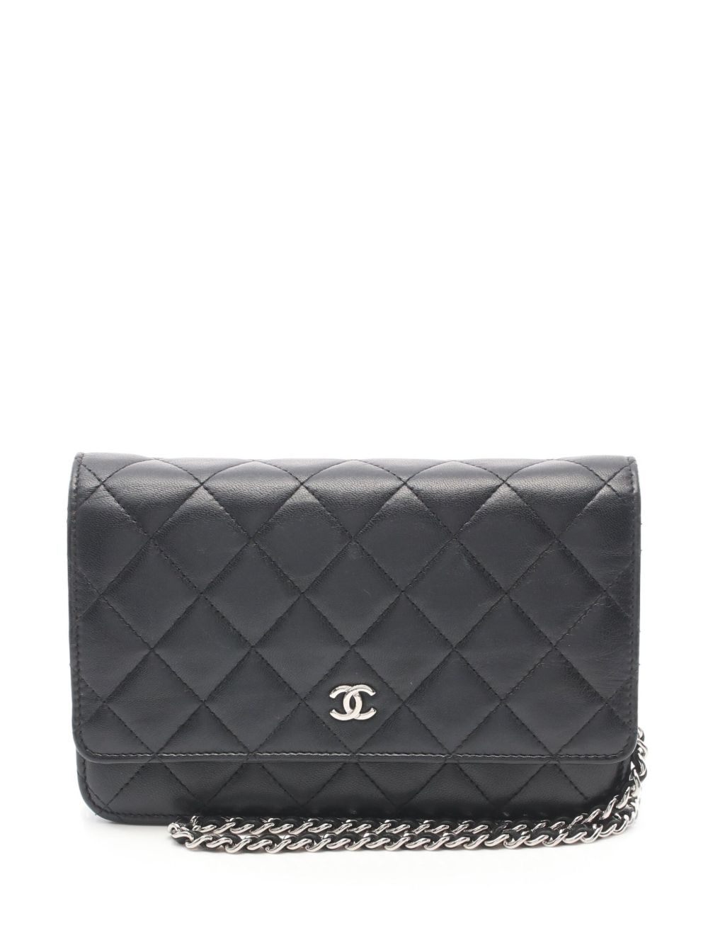CHANEL Pre-Owned CC 皮质搭链钱包（2014年典藏款） - 黑色