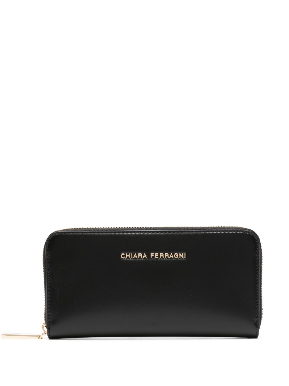 Chiara Ferragni logo标牌拉链钱包 - 黑色