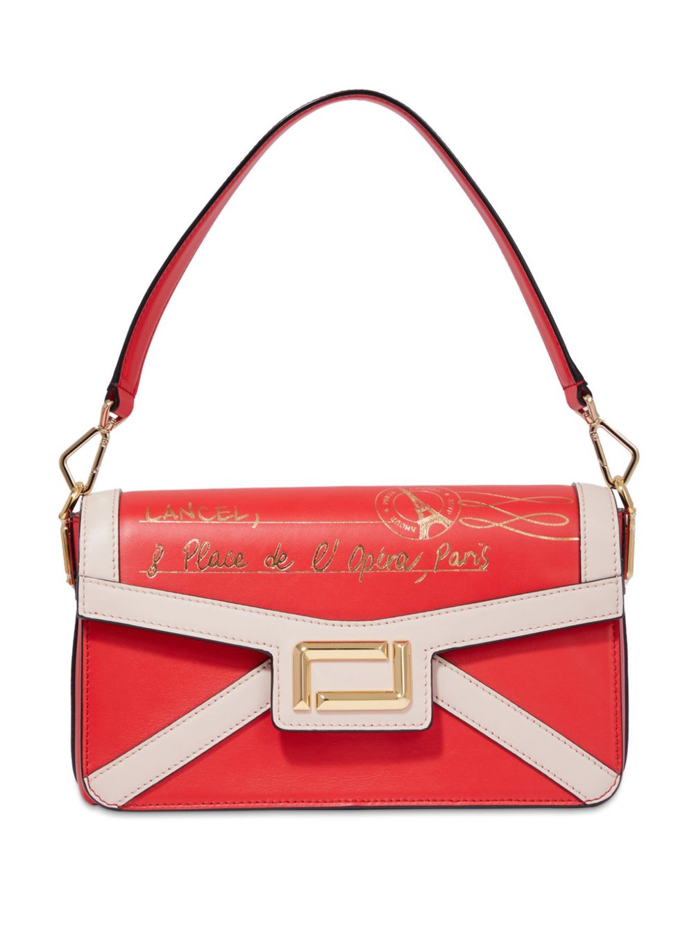 Lancel 皮质中号翻盖单肩包 - 红色
