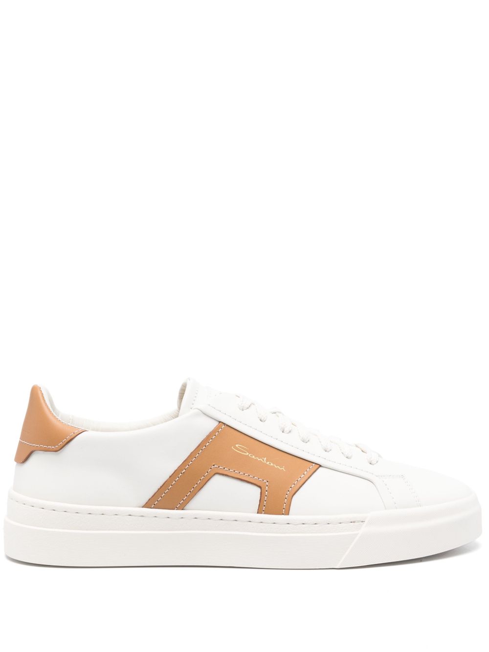 Santoni 拼色皮质运动鞋 - 白色