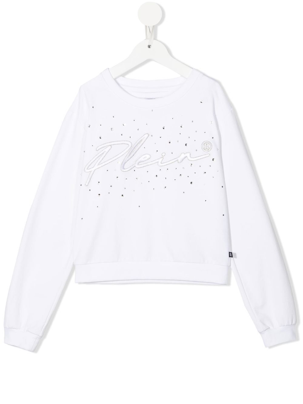 Philipp Plein Junior logo刺绣长袖T恤 - 白色