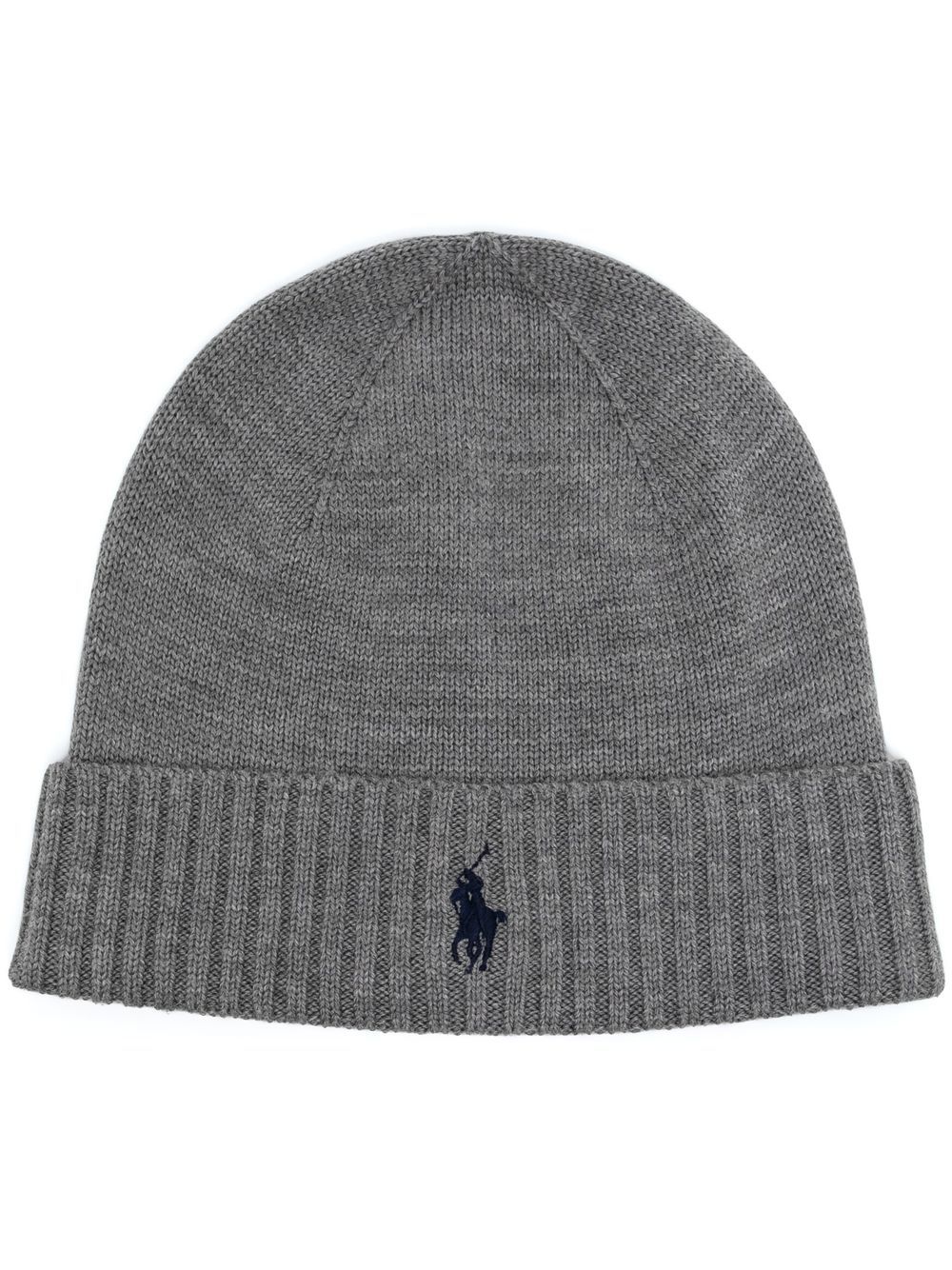 Polo Ralph Lauren logo刺绣罗纹套头帽 - 灰色
