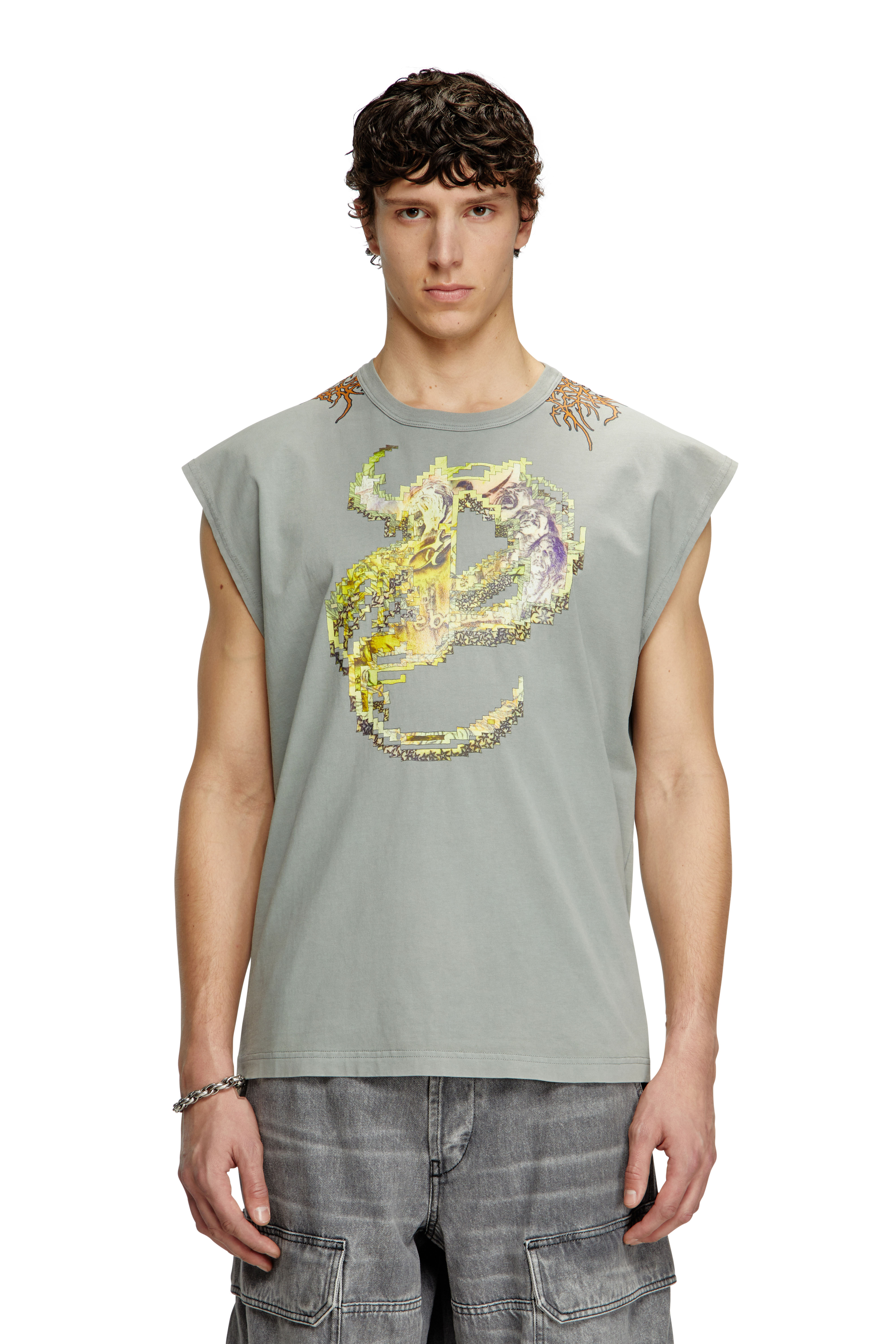 Diesel - Tank top with tattoo graphics - T-Shirts - Man - Grey