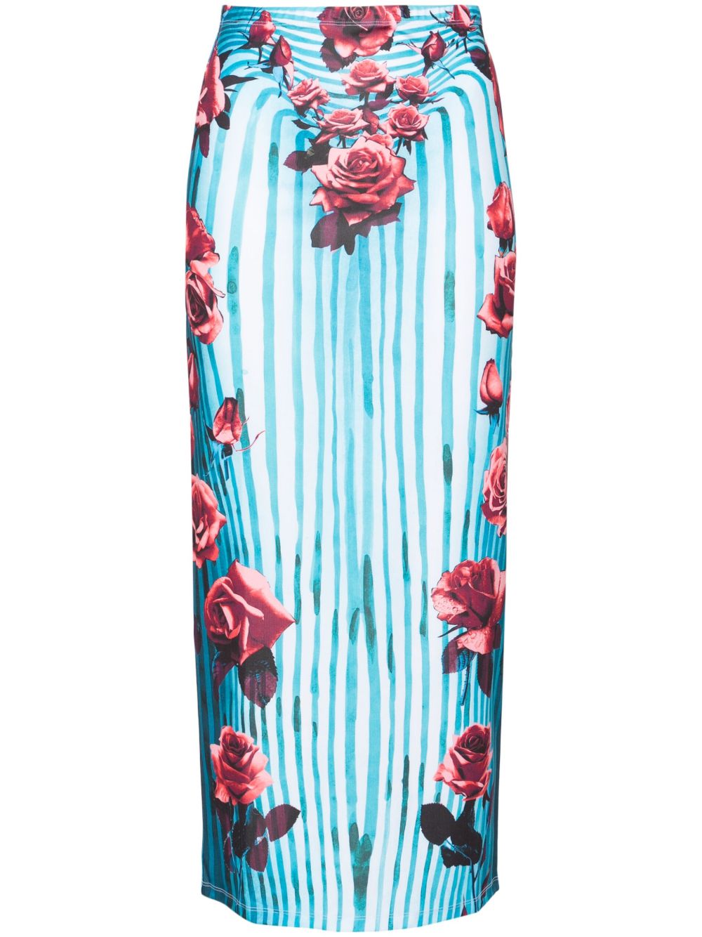 Jean Paul Gaultier Morphing 花卉印花铅笔半身裙 - 蓝色