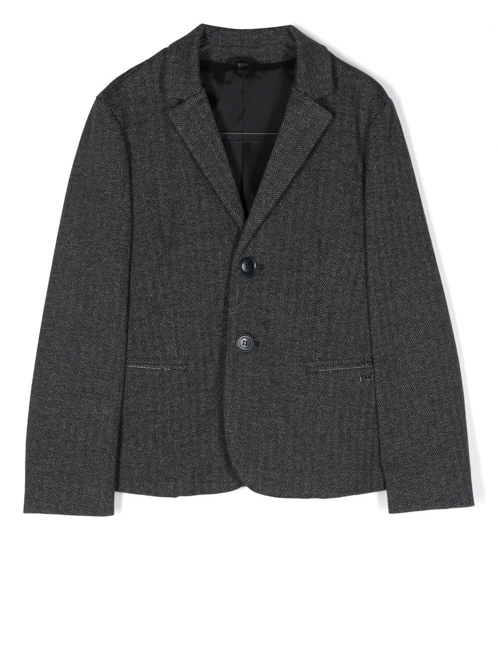 Emporio Armani Kids 人字纹图案西装夹克 - 蓝色