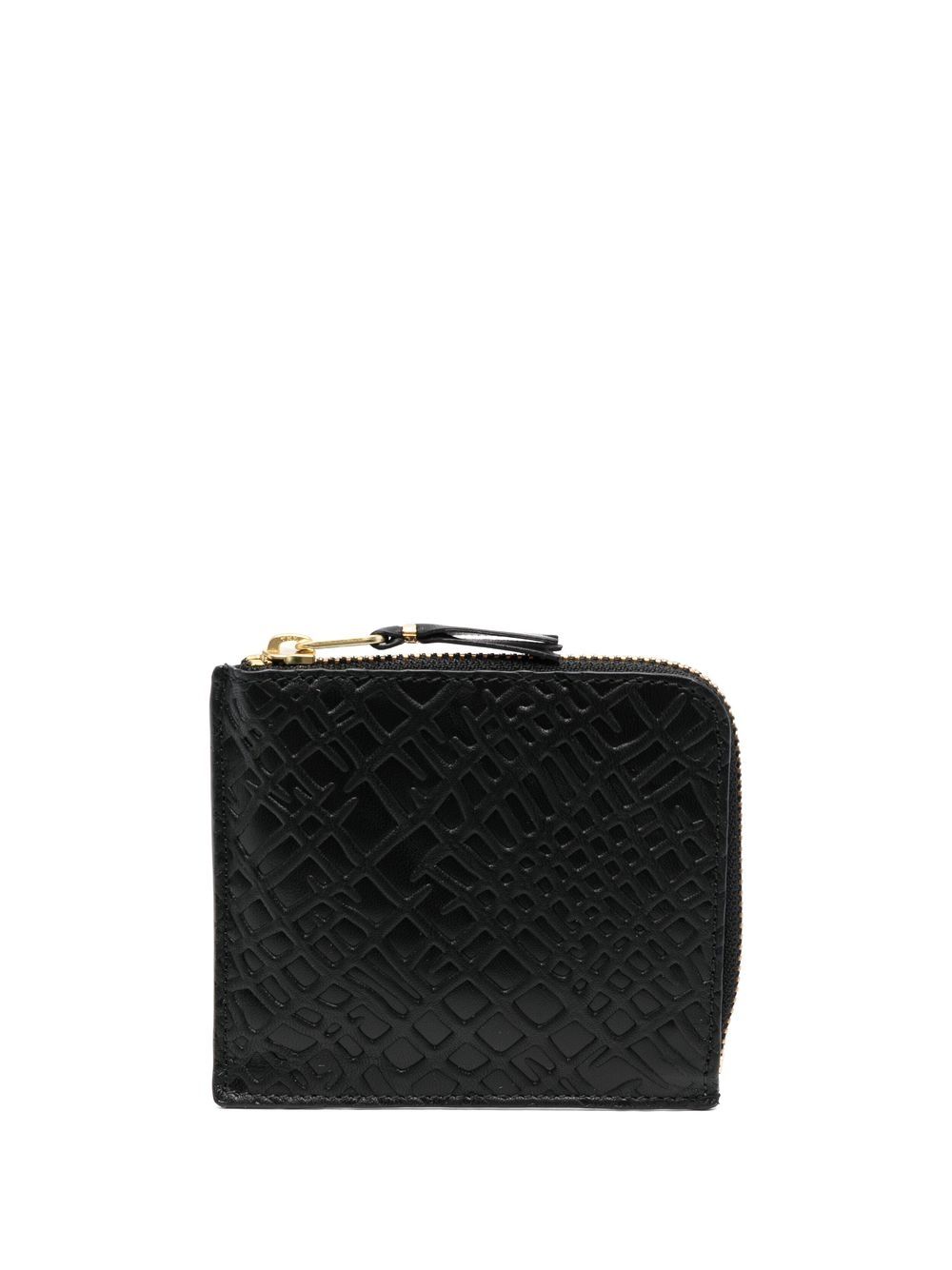 Comme Des Garçons Wallet 凹面压花logo拉链钱包 - 黑色