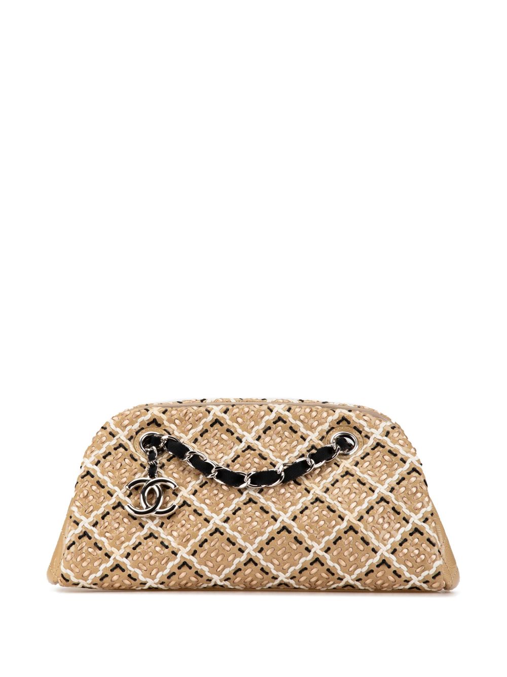 CHANEL Pre-Owned Stitch Just Mademoiselle 小号漆面保龄球手提包（2011年典藏款） - 褐色